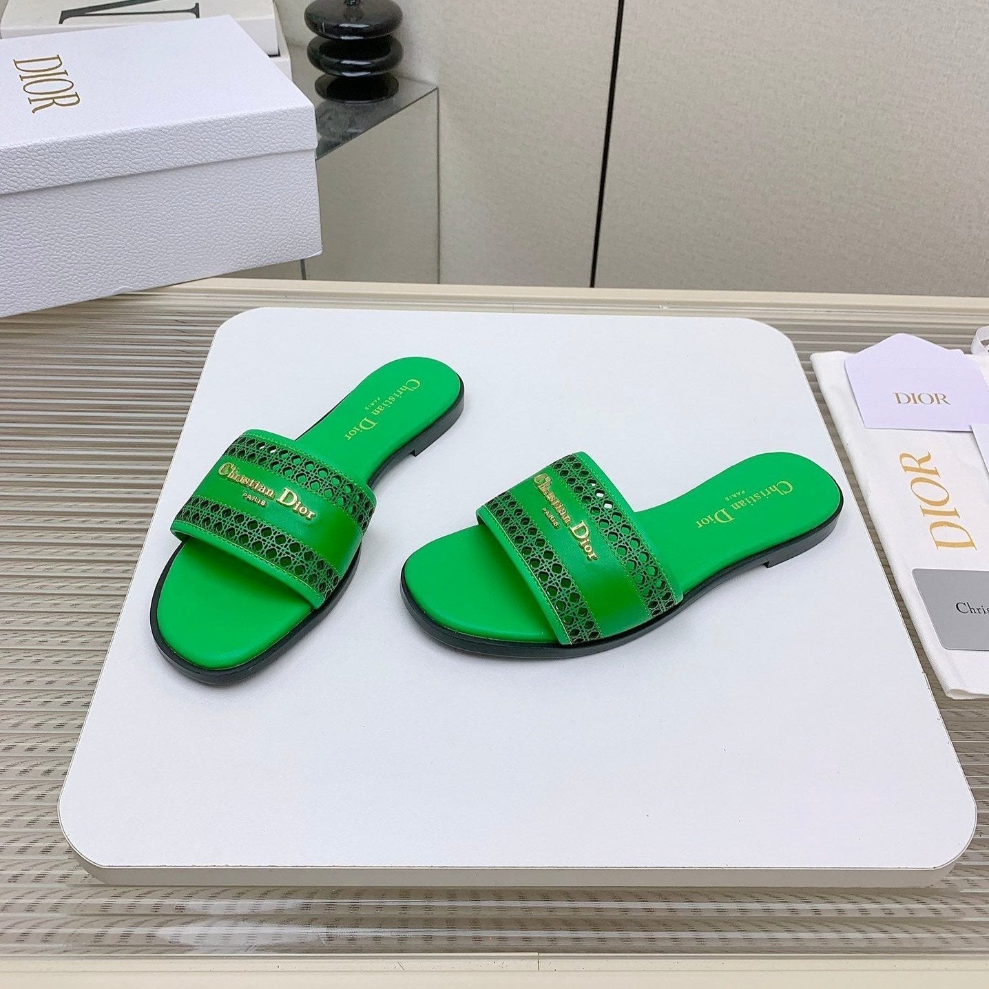 DIOR D-Lane Slide In Green Cowhide 106279