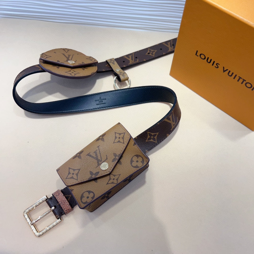 Louis Vuitton Daily Multi Pocket 30mm Belt Bag Light Brown Leather