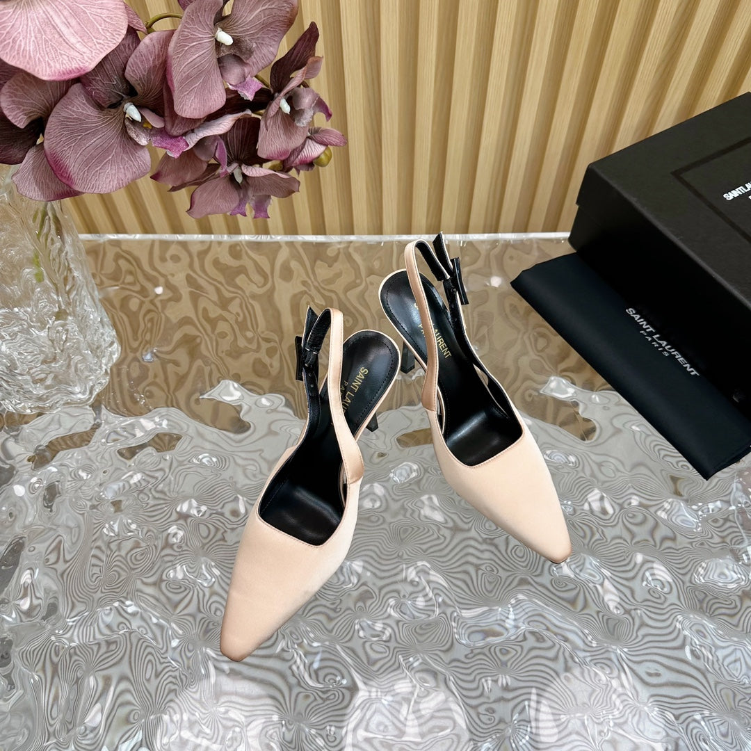 Saint Laurent SL DUNE SLINGBACK PUMPS BISQUE SATIN