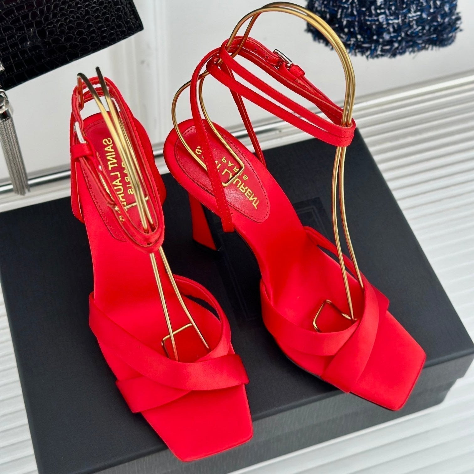 Saint Laurent SL CORINNE SANDALS ROSE SATIN CREPE