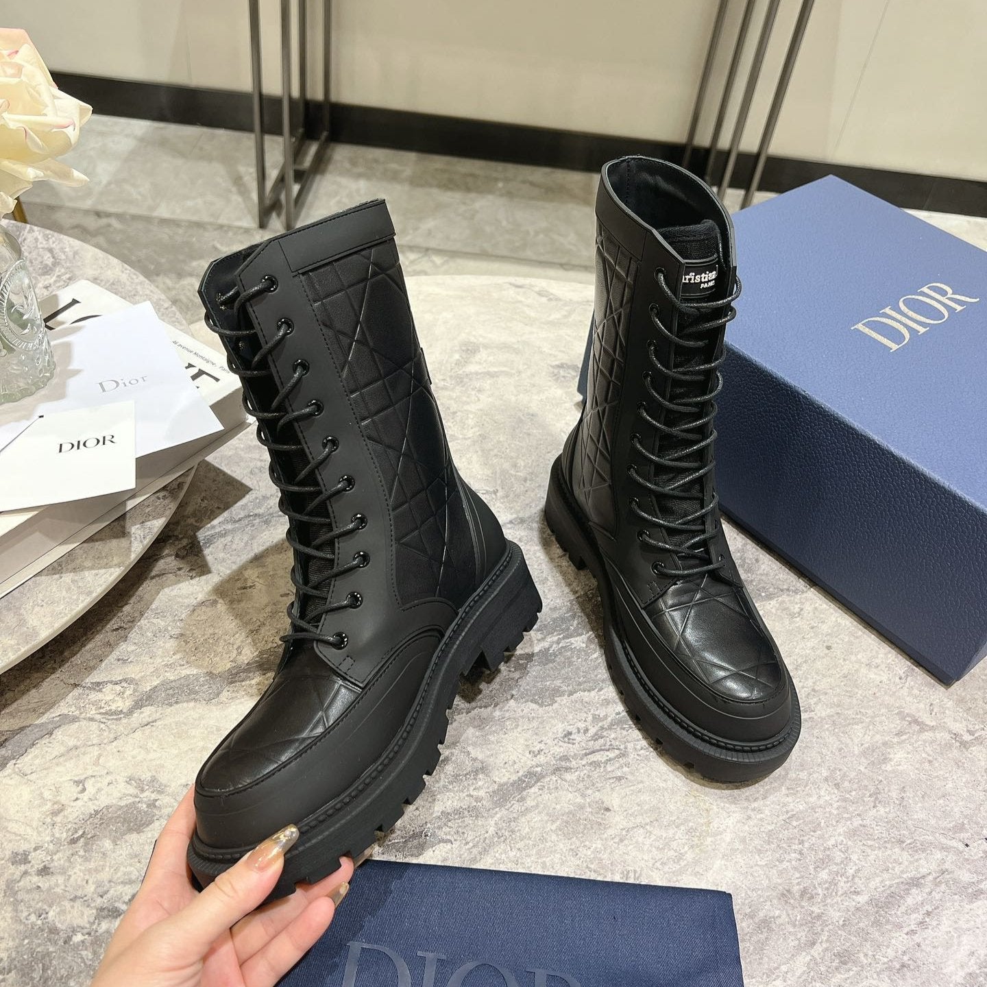 DIOR- D-Leader Ankle Boot 45mm Black Calfskin