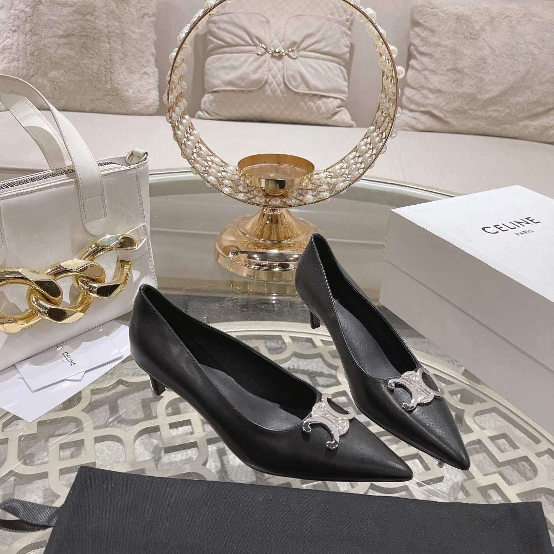 Celine HIGH-HEELS 5 CM IN BLACK CALFSKIN