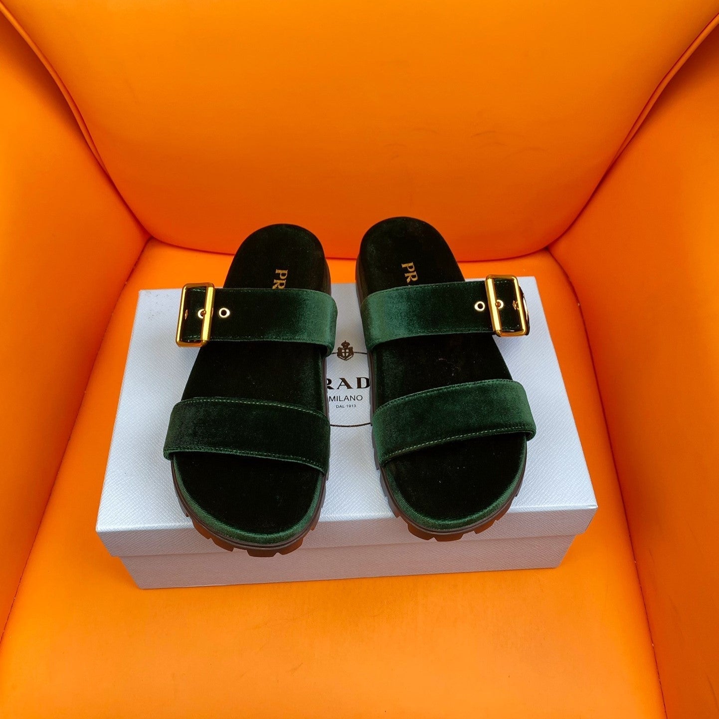 PRADA Slides 10 Velvet Laurel Green