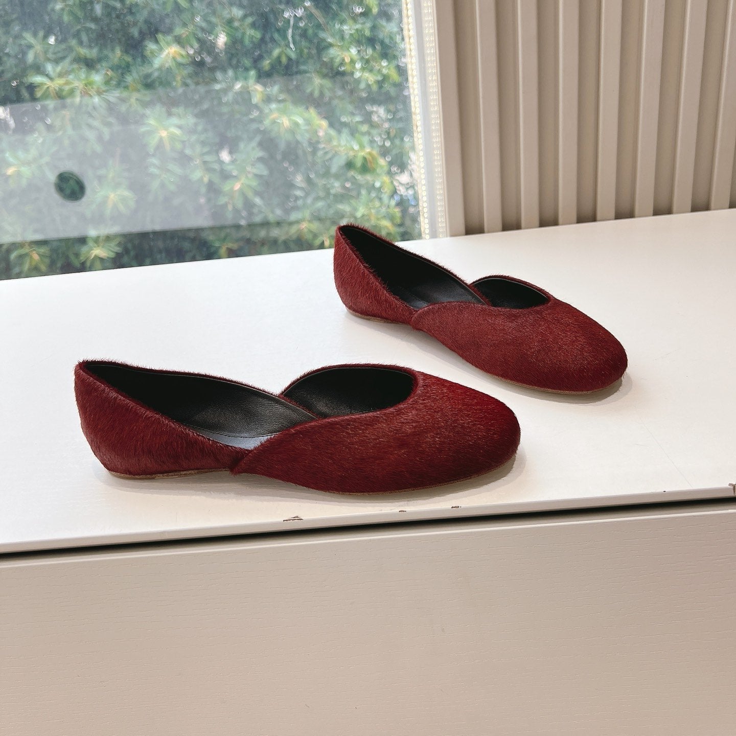 Saint Laurent SL GEMMA BALLET FLAT GARNET FUR