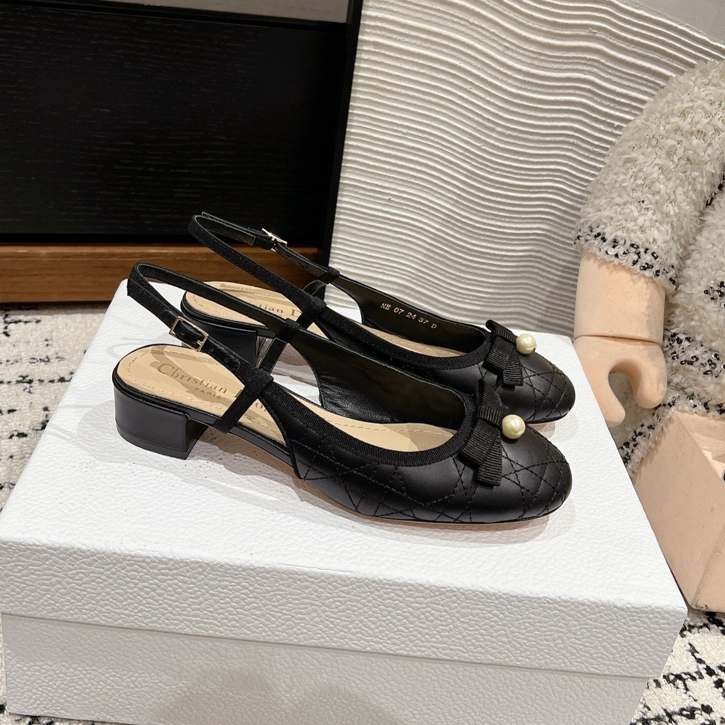 DIOR Ballet Slingback Pump 30mm In Black Quilted Calfskin 997043