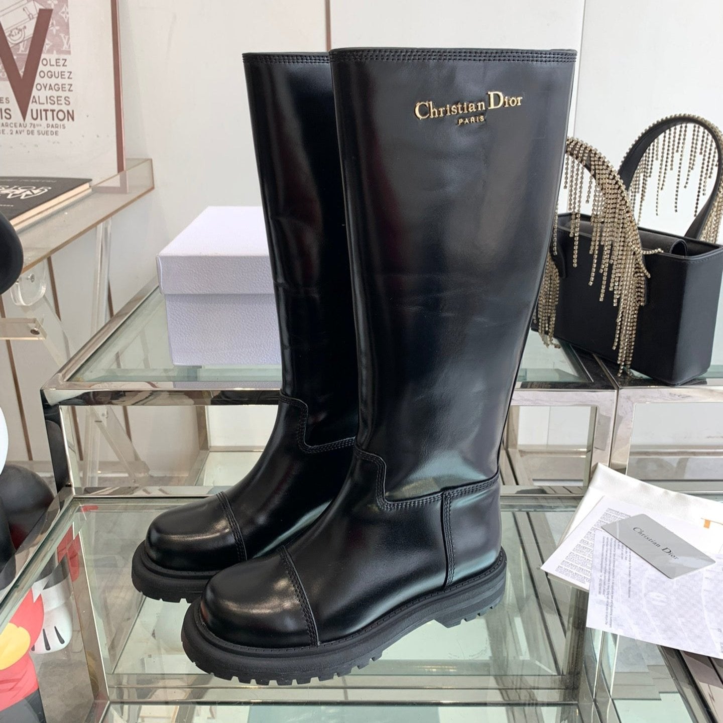 DIOR DIORebel Boot Glossy Black Calfskin