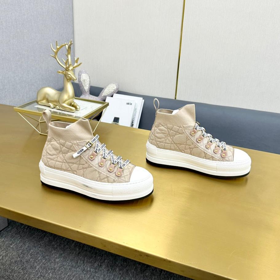DIOR Walk'n' DIOR Sneaker In Nude Beige Mix White Wool And Cowhide 111927