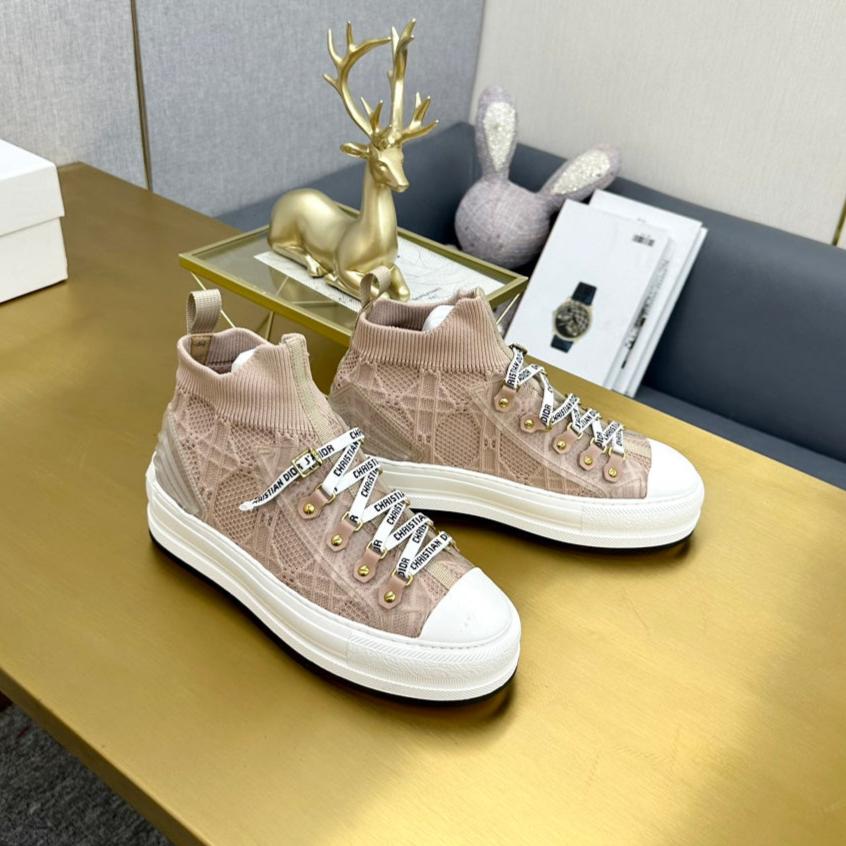 DIOR Walk'n' DIOR Sneaker In Nude Macrocannage Wool And Cowhide 111935