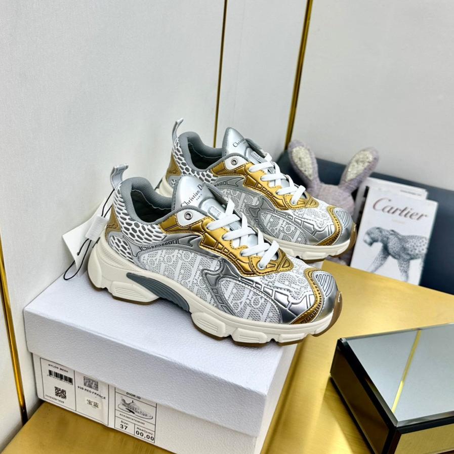 DIOR Chrono Sneaker 40mm In Gold Mesh Fabric 994578