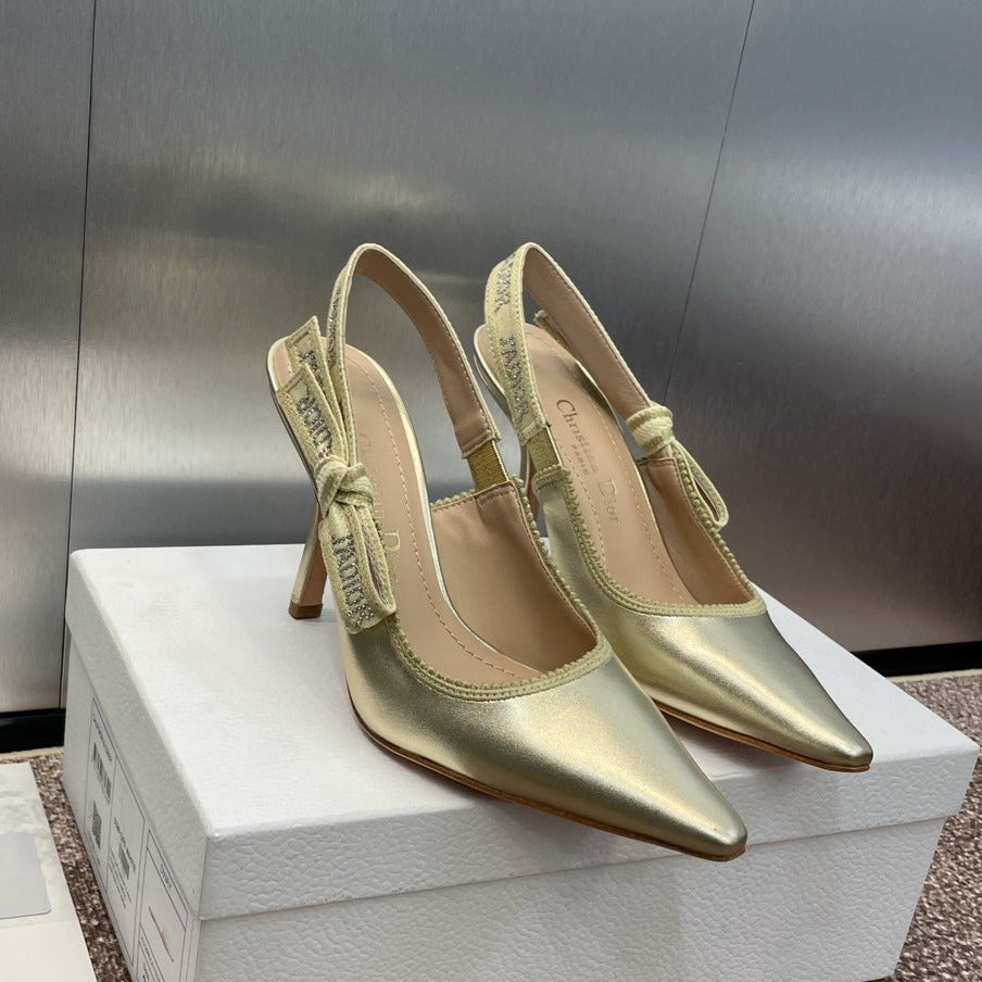 DIOR slingback pump 95 gold green cakfskin