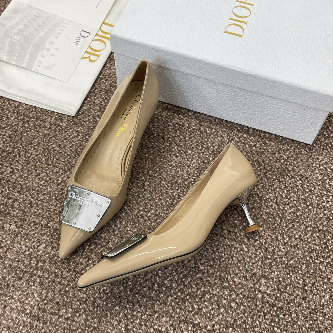 DIOR Pumps 65mm Glossy Beige Cowhide
