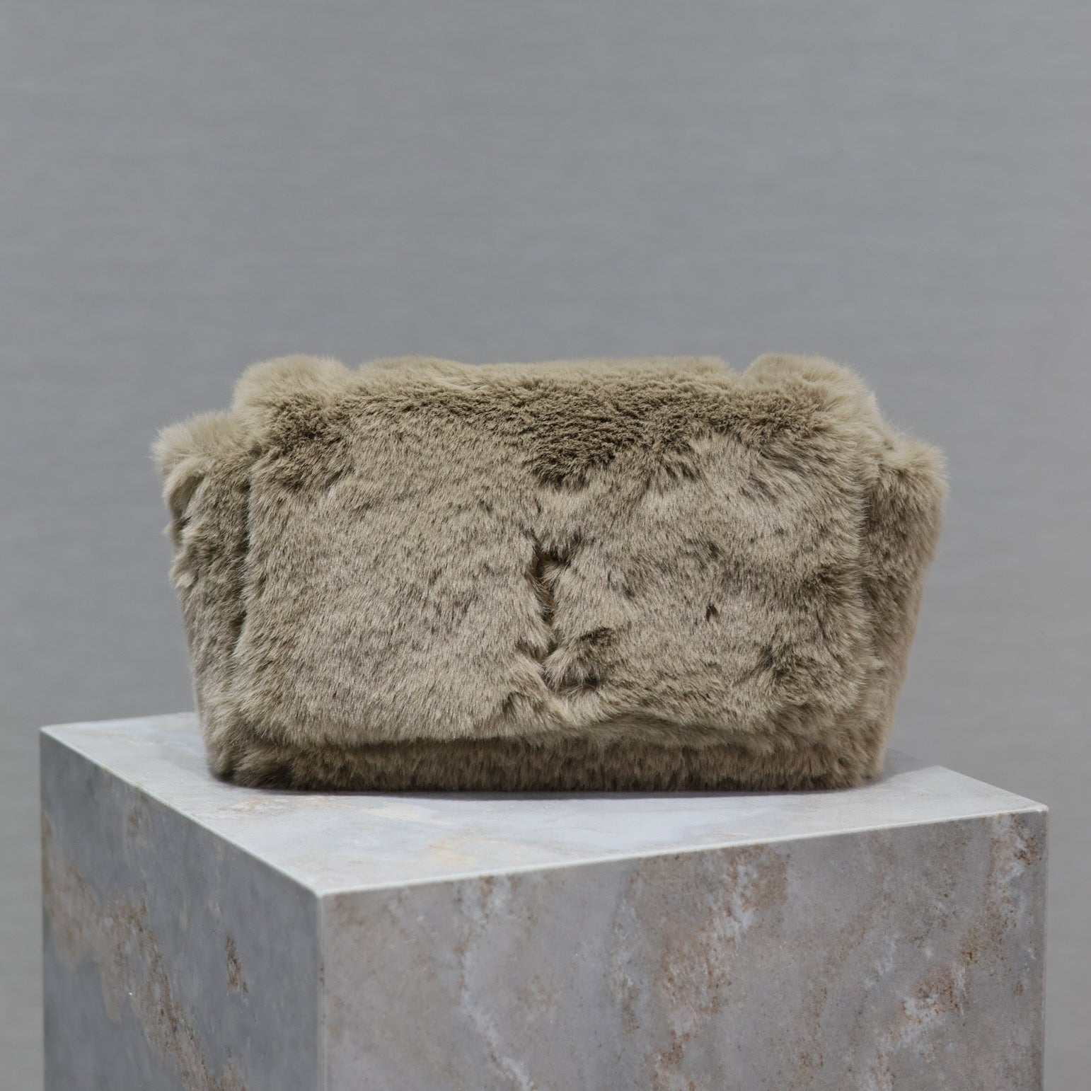 Saint Laurent KATE SMALL BAG 22 IN ECRU BEIGE RABBIT FUR GOLD CHAIN