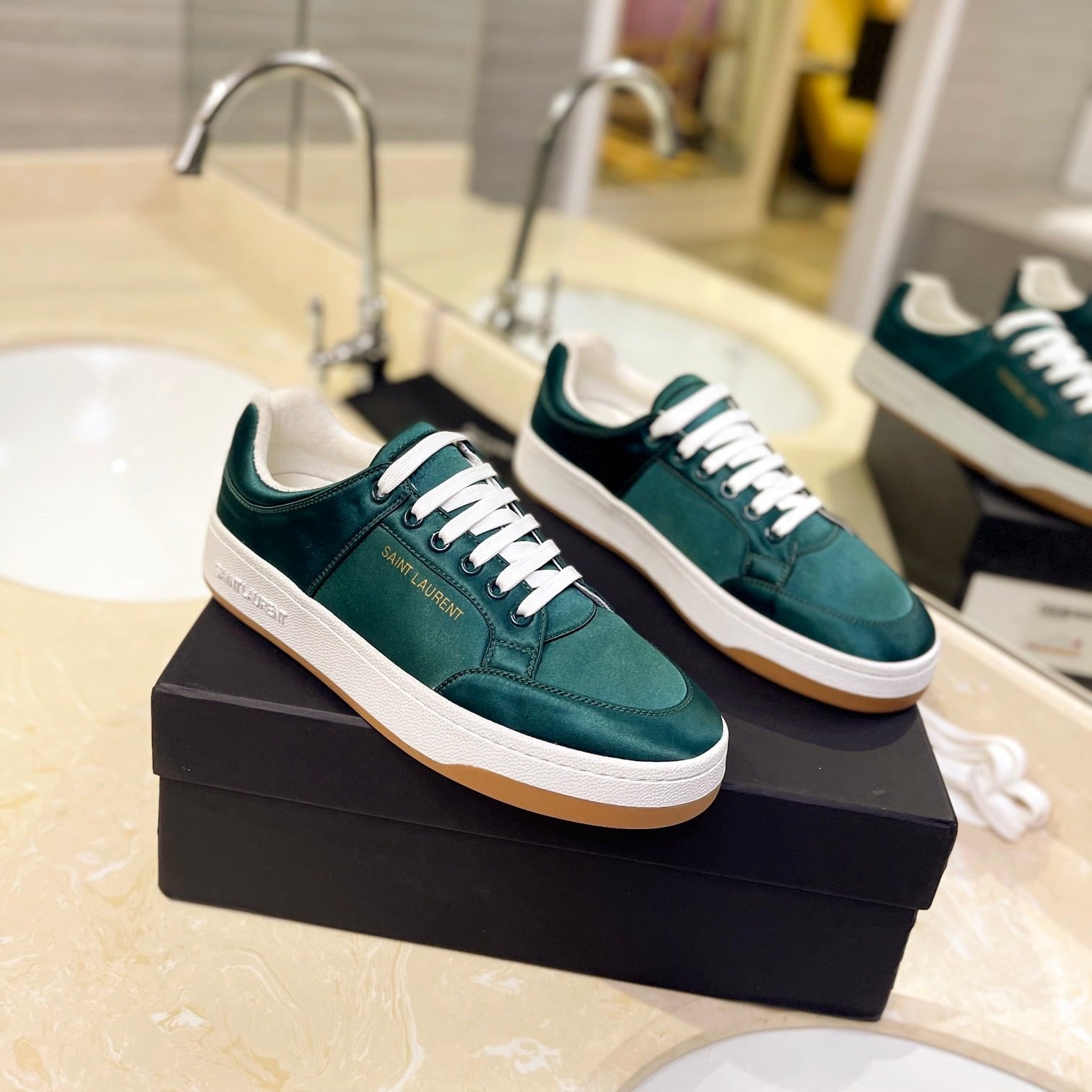 Saint Laurent SL SL/61 SNEAKERS CASTLETON GRREN SATIN