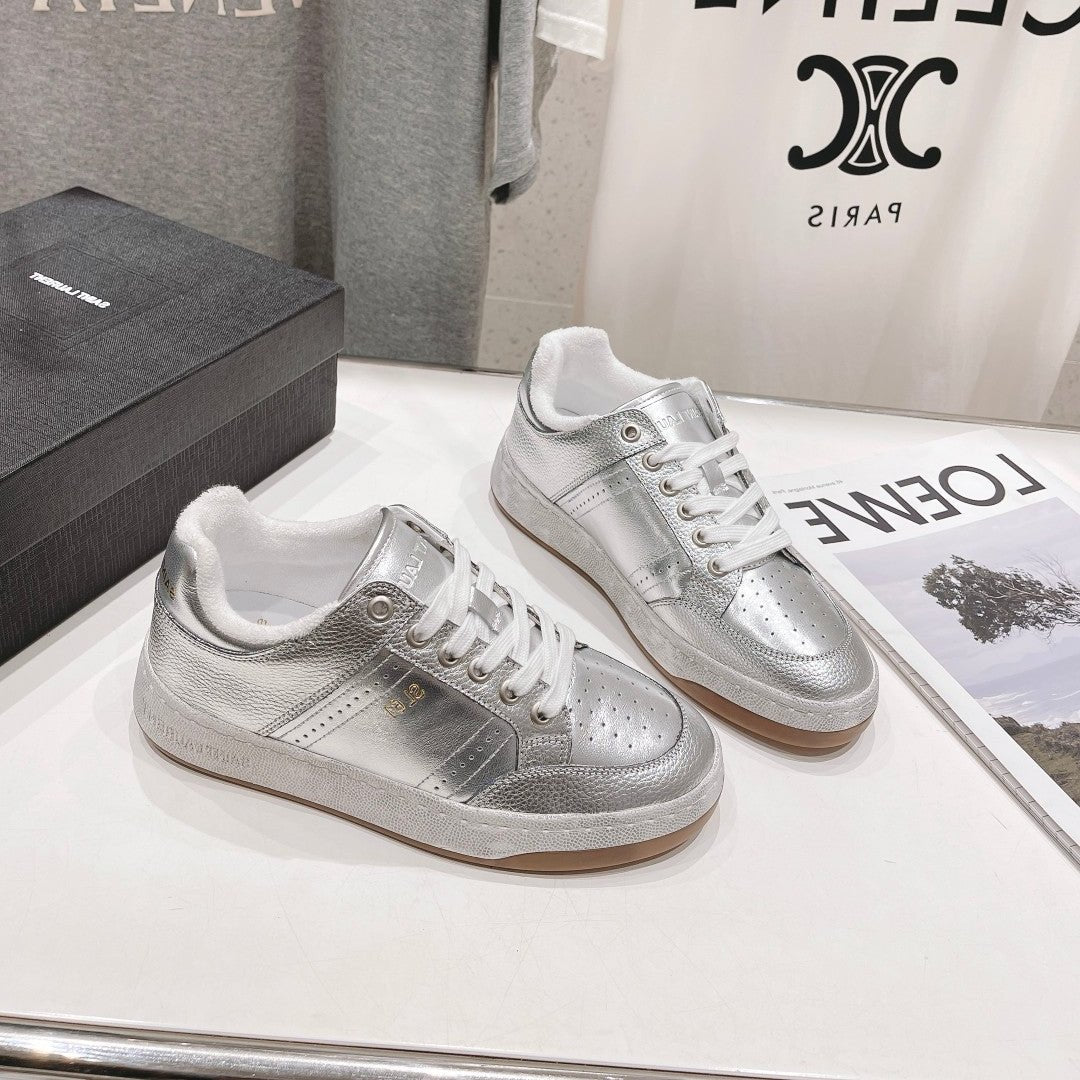 Saint Laurent SL SL/61 SNEAKERS SILVER PERFORATED CALFSKIN