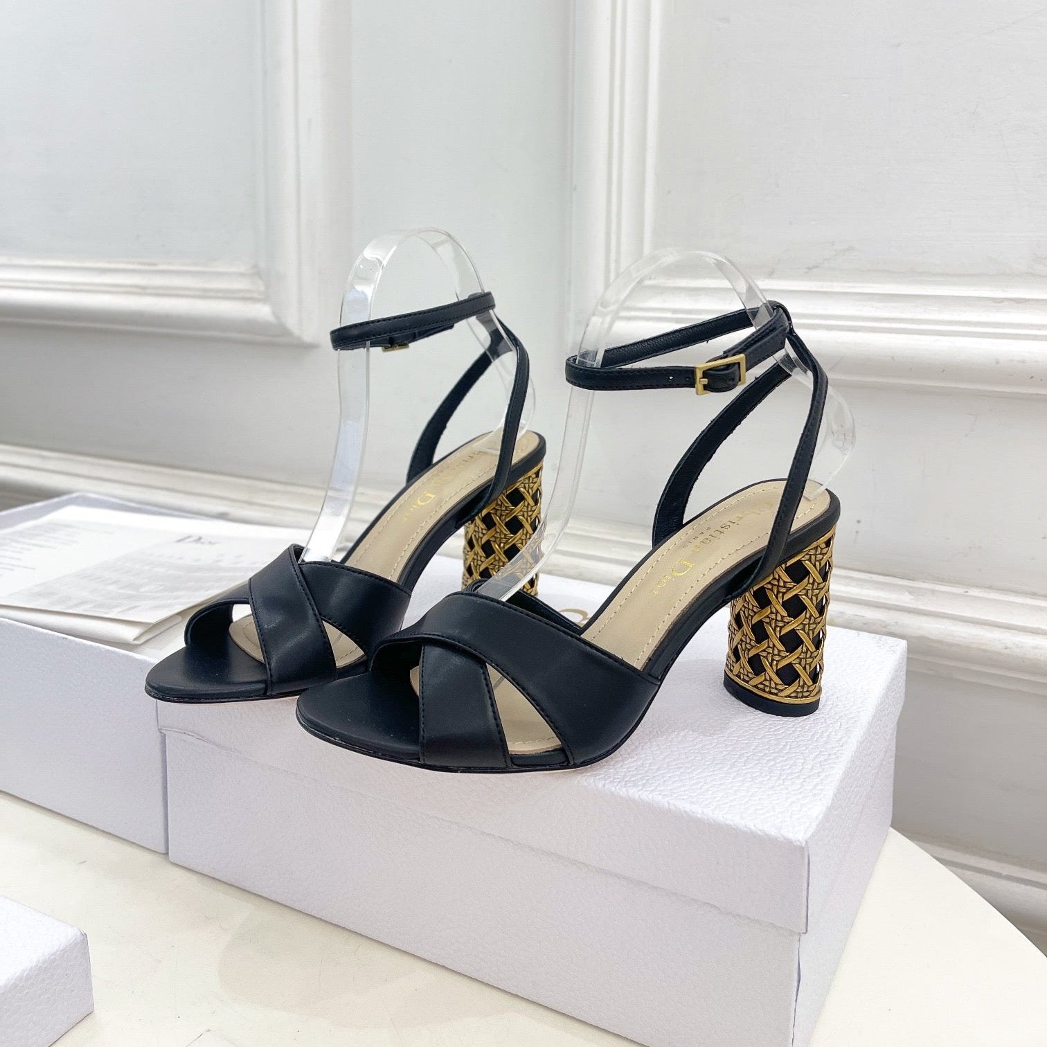 DIOR Icon Heeled Sandal 80mm Black Calfskin