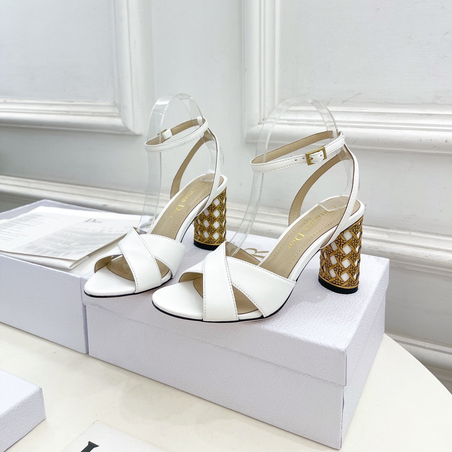 DIOR Icon Heeled Sandal 80mm White Calfskin