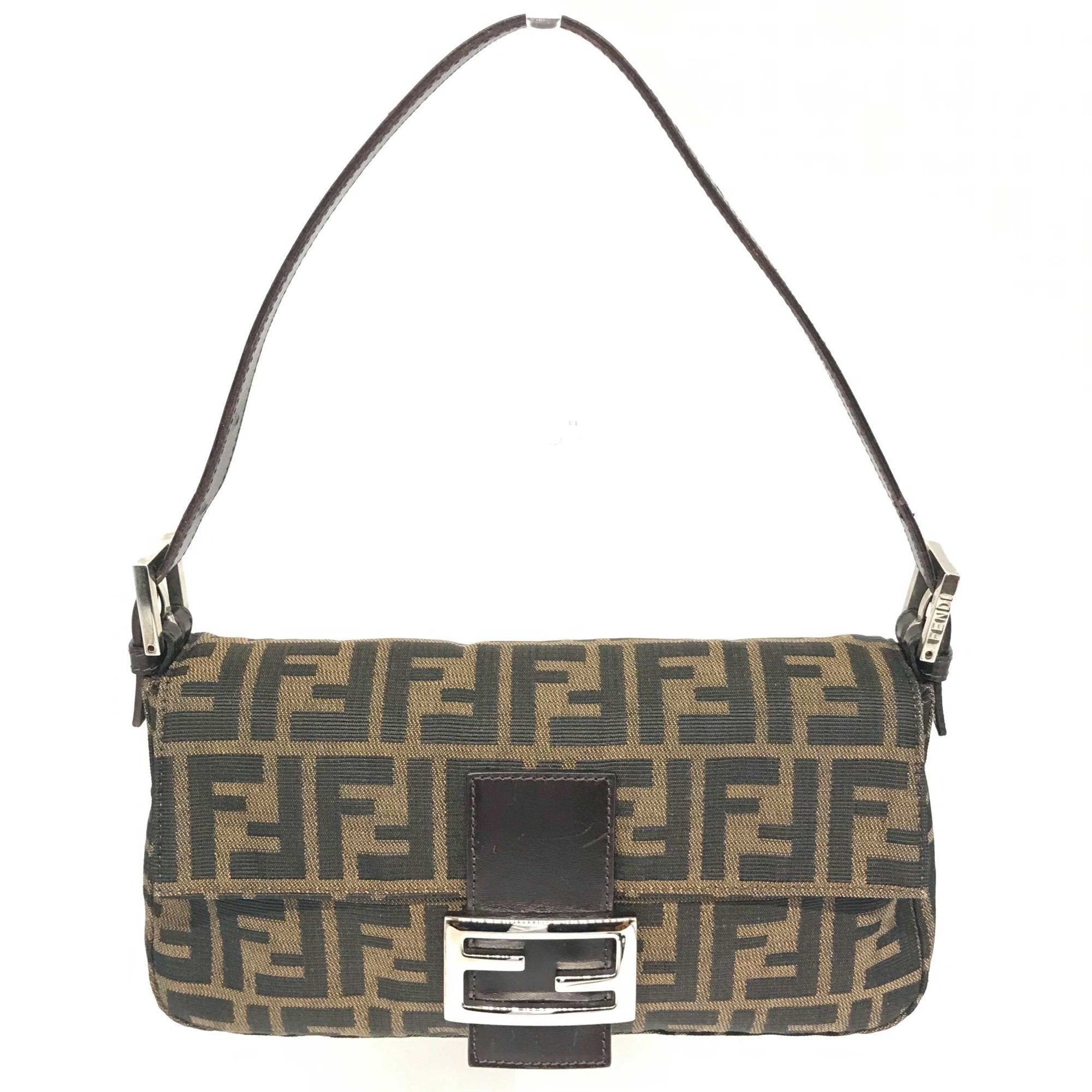 Fendi Mamma Baguette Zucca Canvas Shoulder Bag