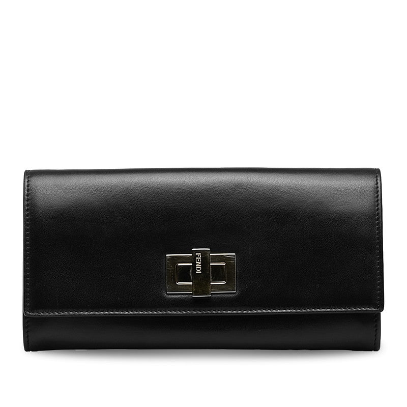 Fendi Peekaboo Leather Long Wallet 8M0377 Black Gold