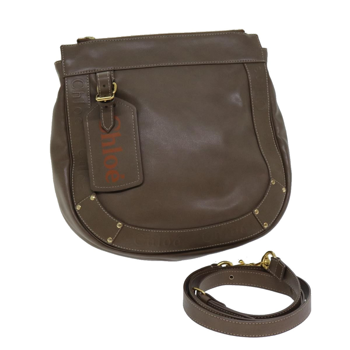 Chloe Shoulder Bag Leather Brown kk255