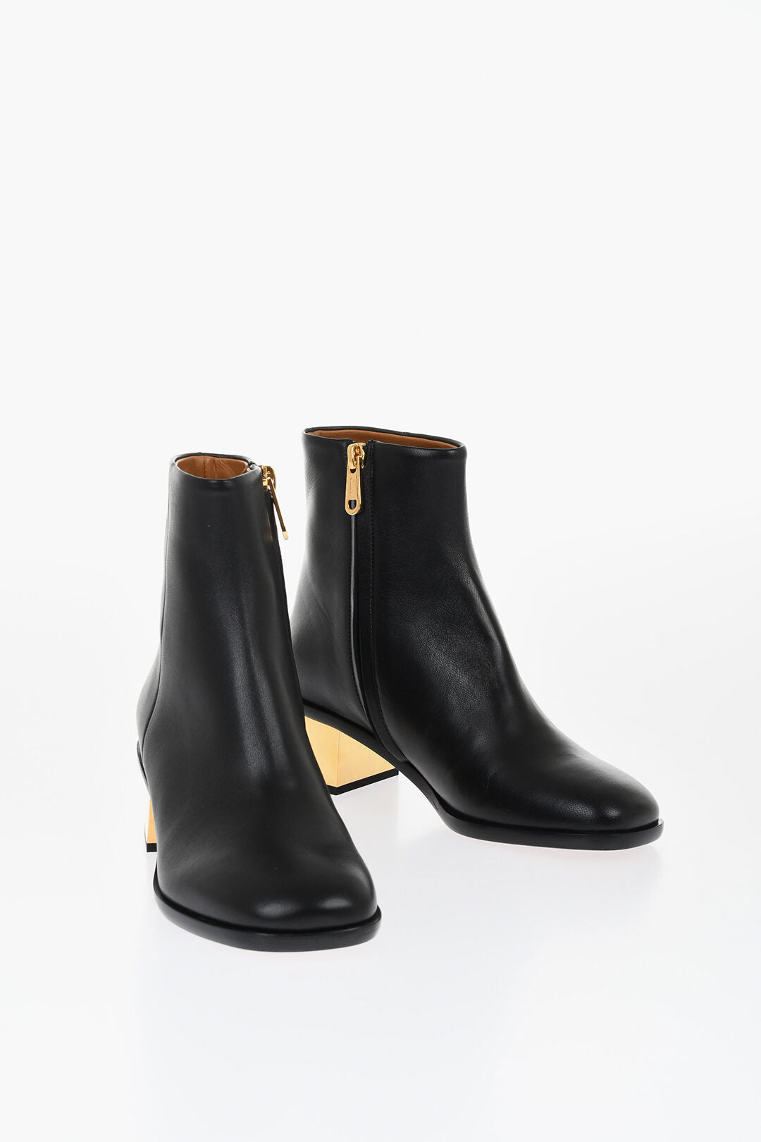 Chloe Leather Booties With Metallica Effect Heel 5 cm