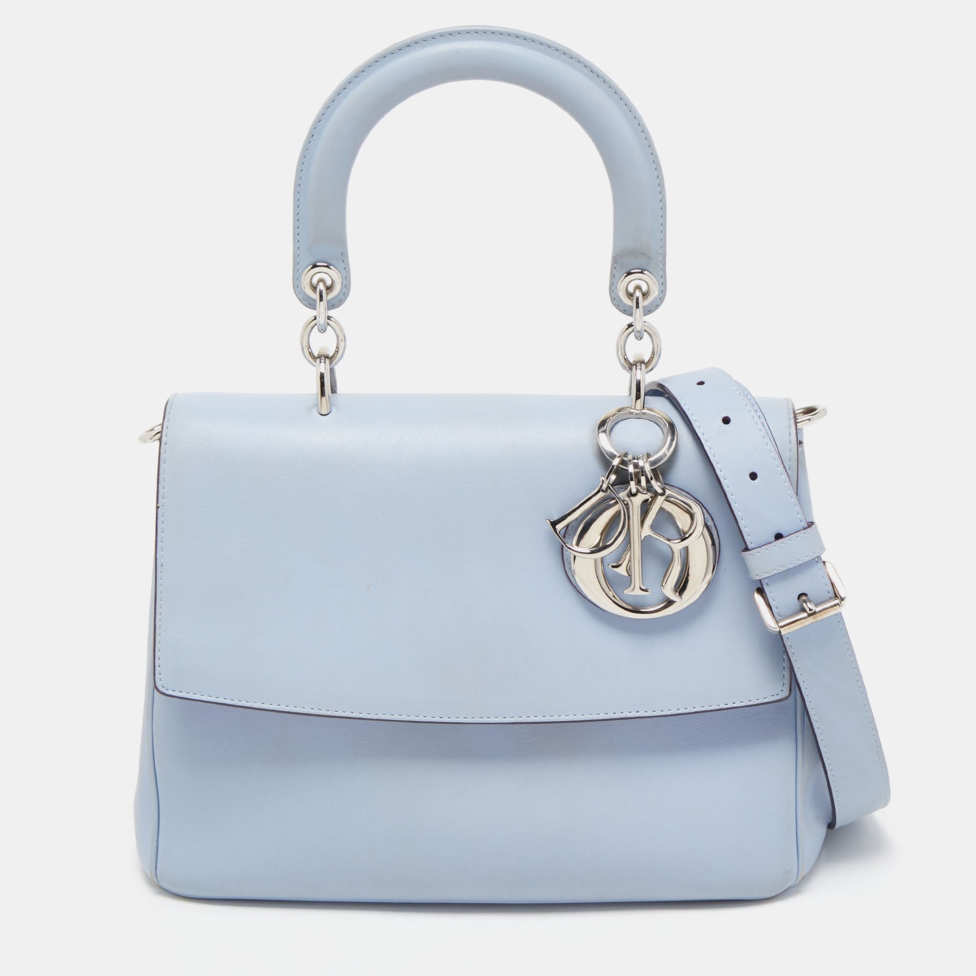 DIOR Blue Leather Small Be Flap Top Handle Bag