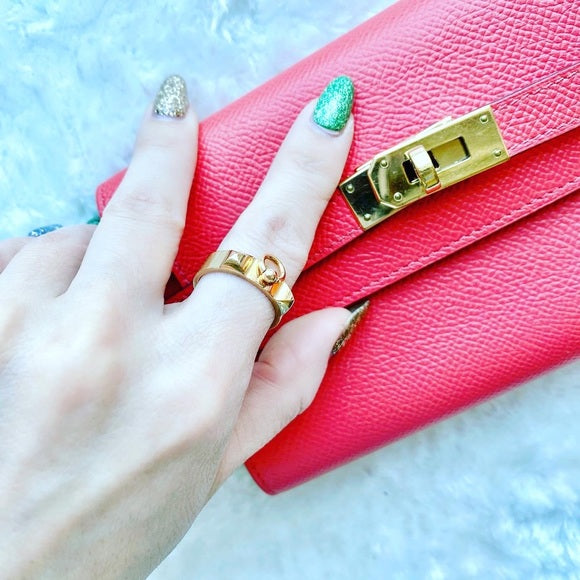 HERMES Collier de Chien rose gold ring