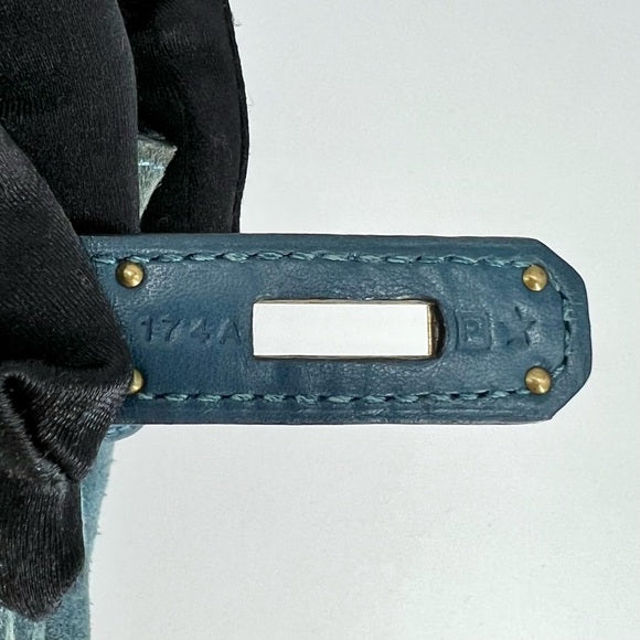 HERMES suede blue Birkin 35cm