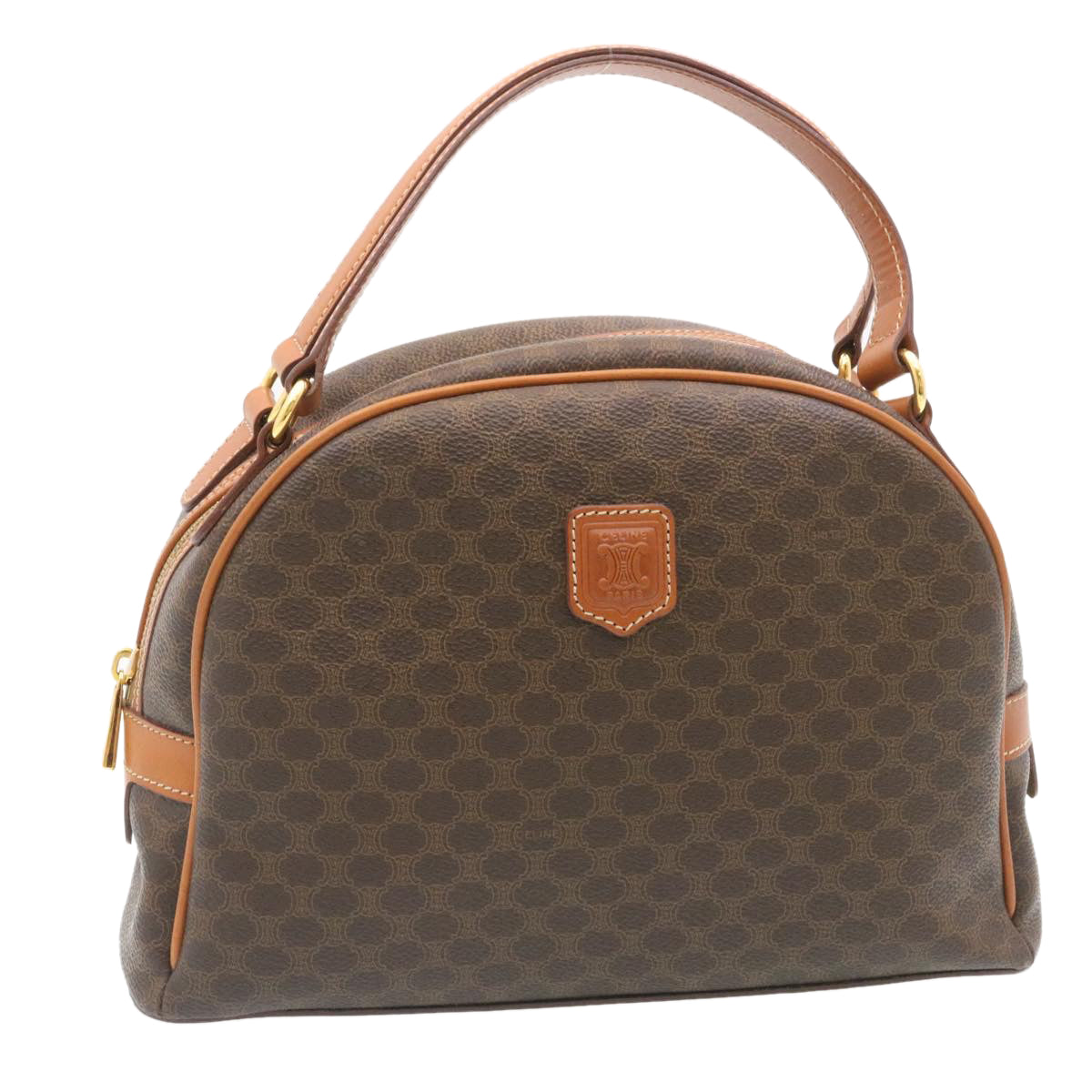 CELINE Macadam Canvas 2Way Shoulder Hand Bag PVC Leather Brown 34669
