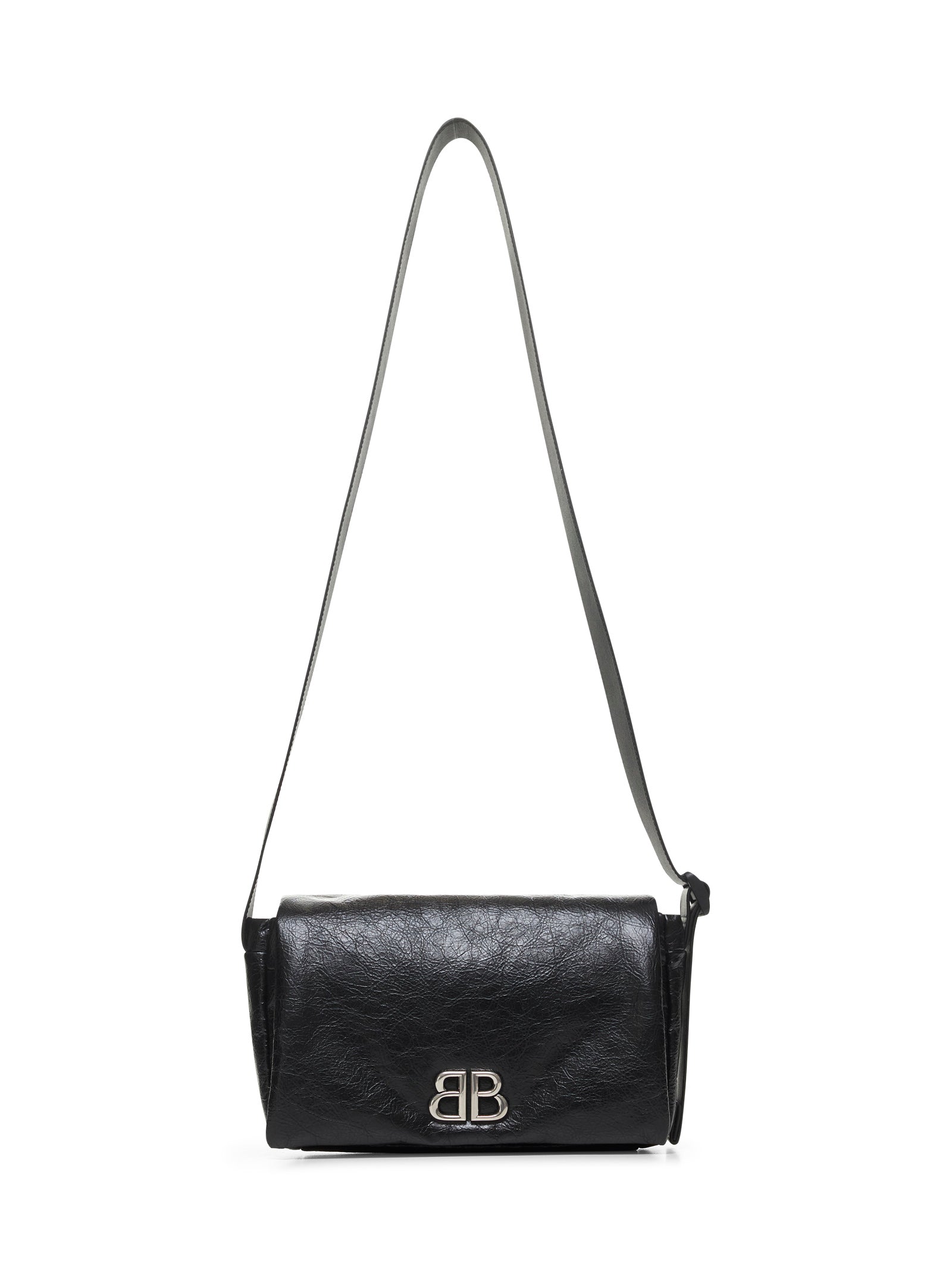 Balenciaga Men Black Monaco Flap Messenger S Bag