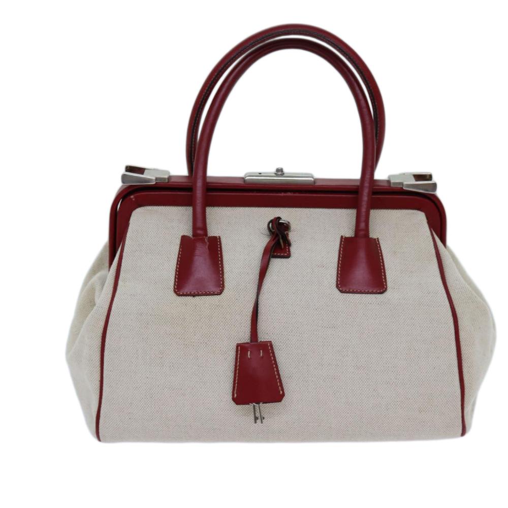 Beige Canvas Prada Handbag