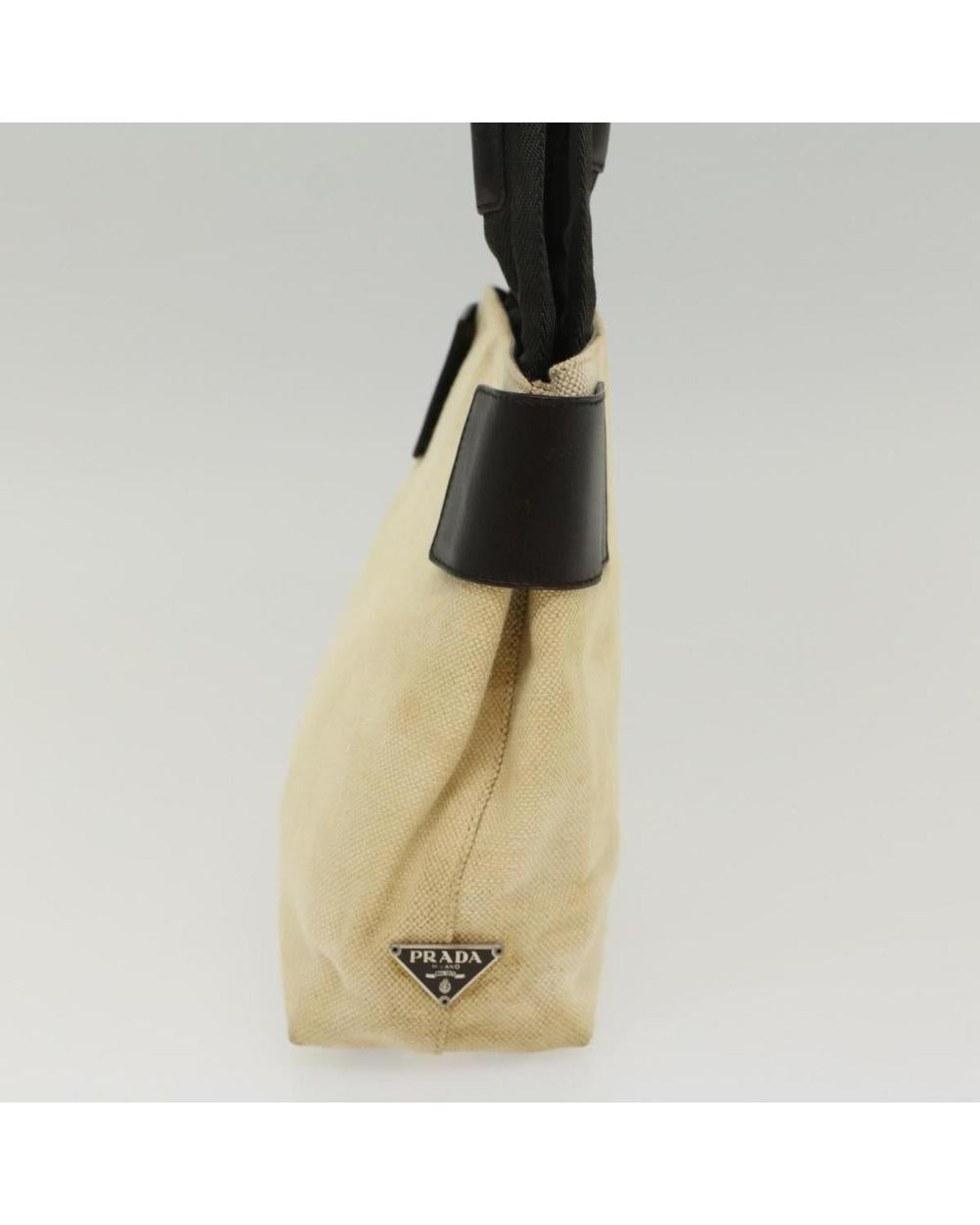 Beige Canvas Prada Handbag
