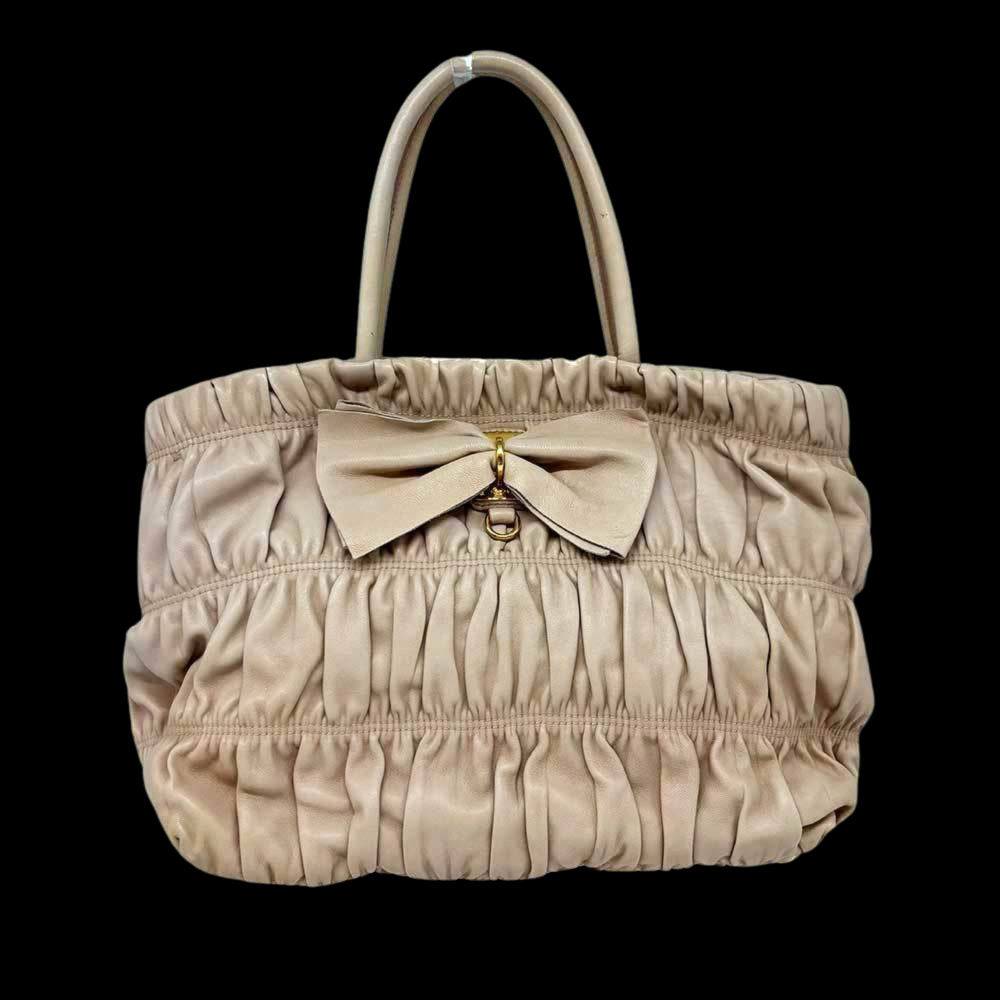 Beige Leather Prada Handbag