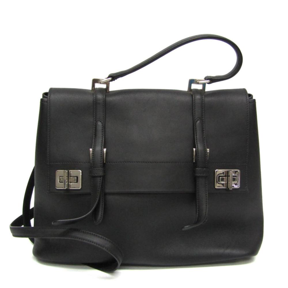 Black Leather Prada Shoulder Bag