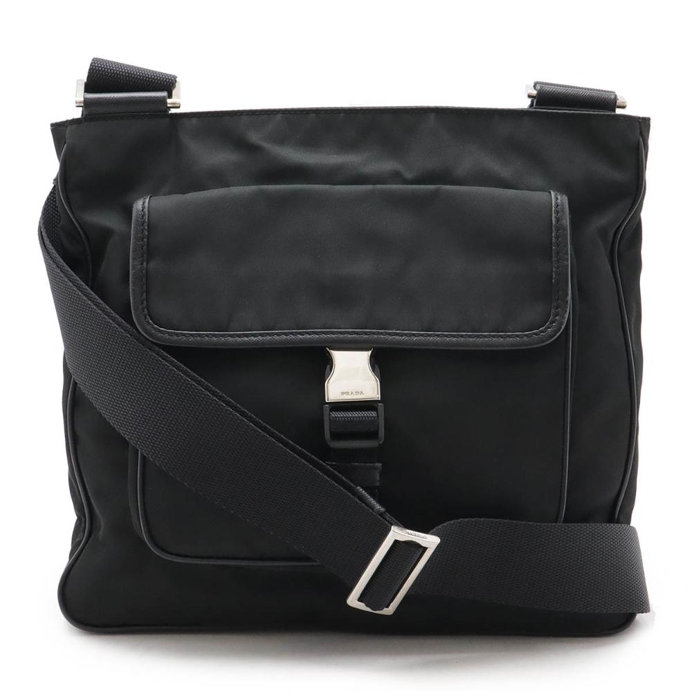 Black Leather Prada Shoulder Bag