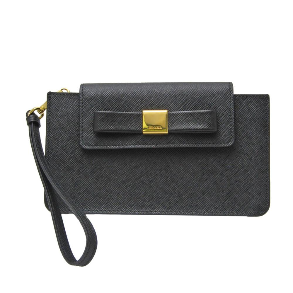 Black Leather Prada Clutch