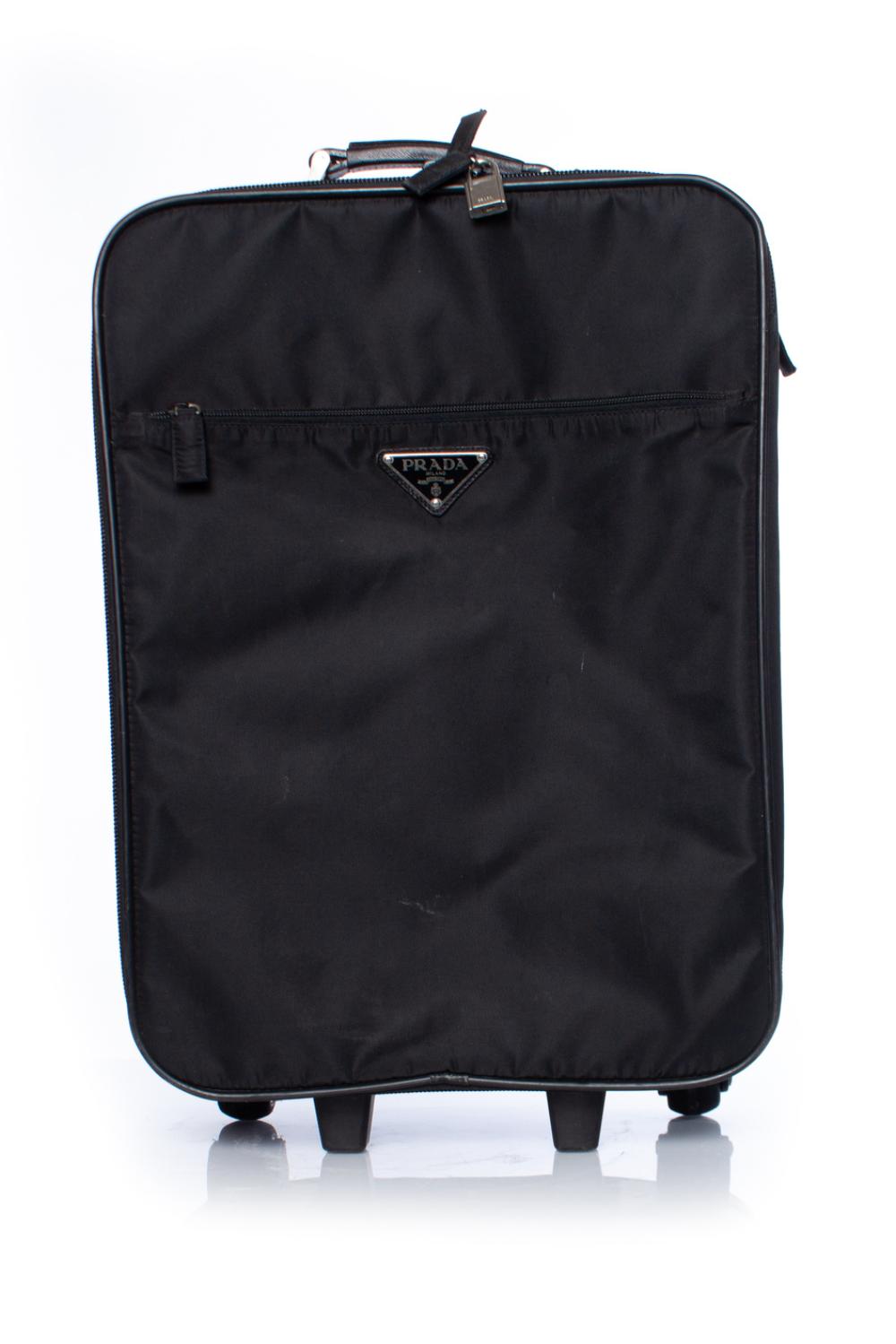 Black Leather Prada Travel Bag
