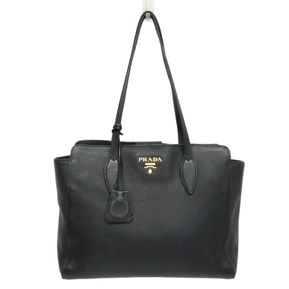 Black Leather Prada Shoulder Bag