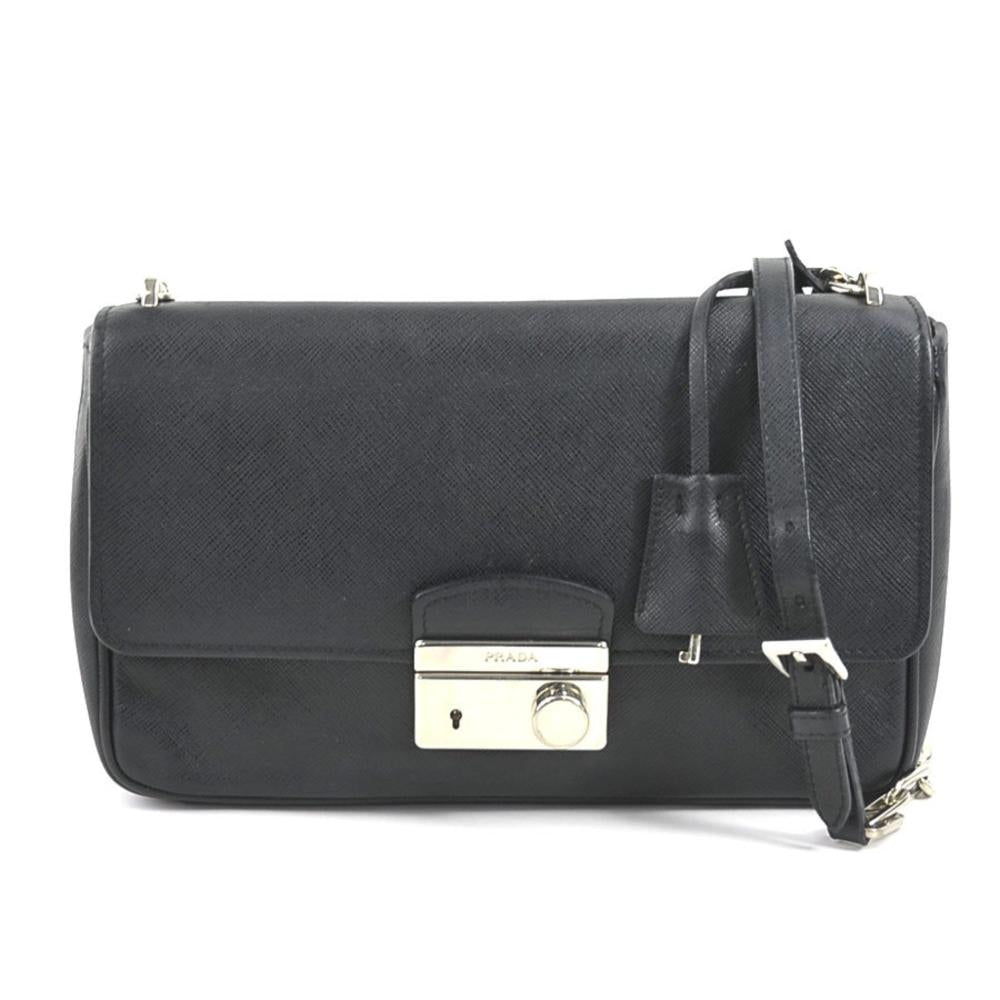 Black Leather Prada Shoulder Bag