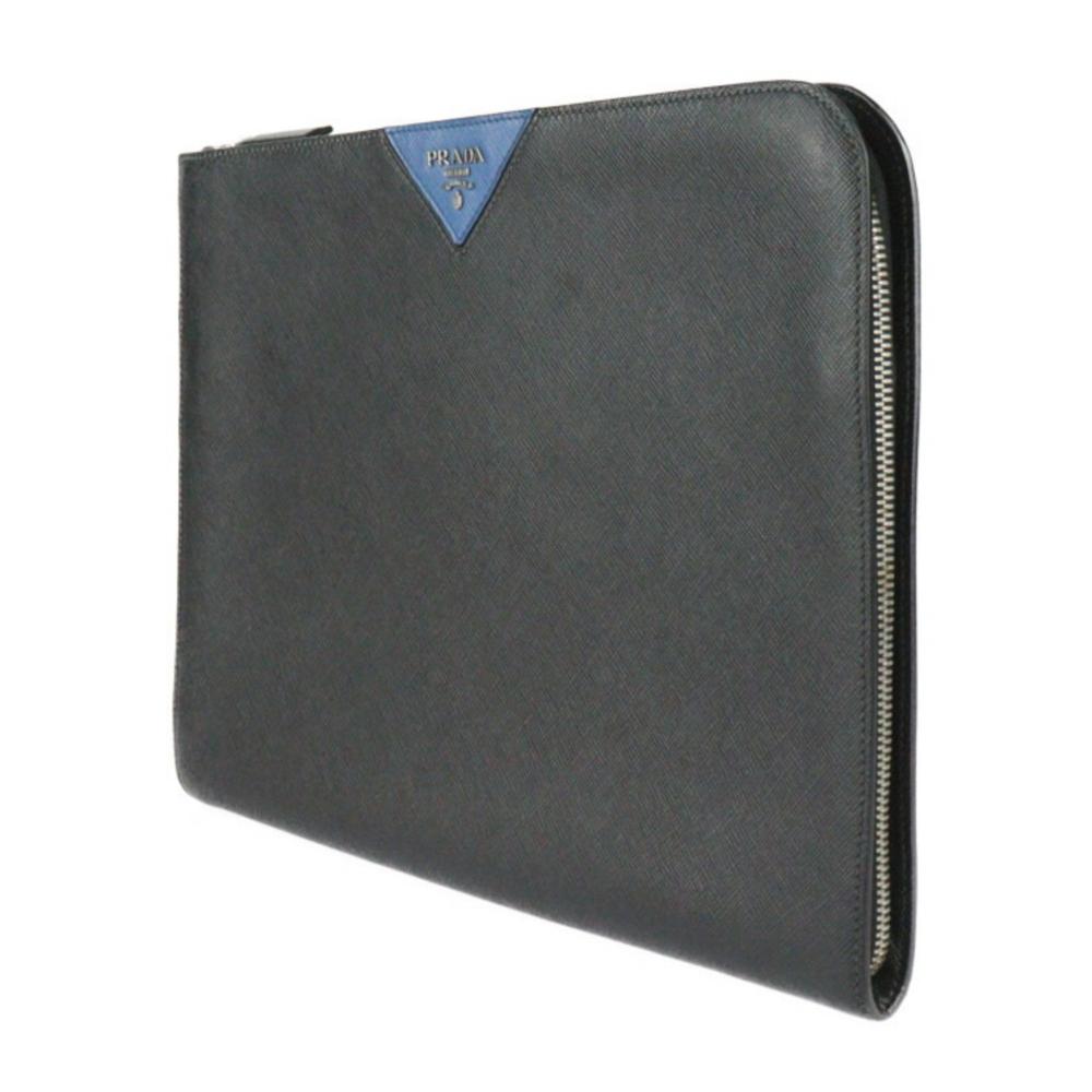 Black Leather Prada Clutch