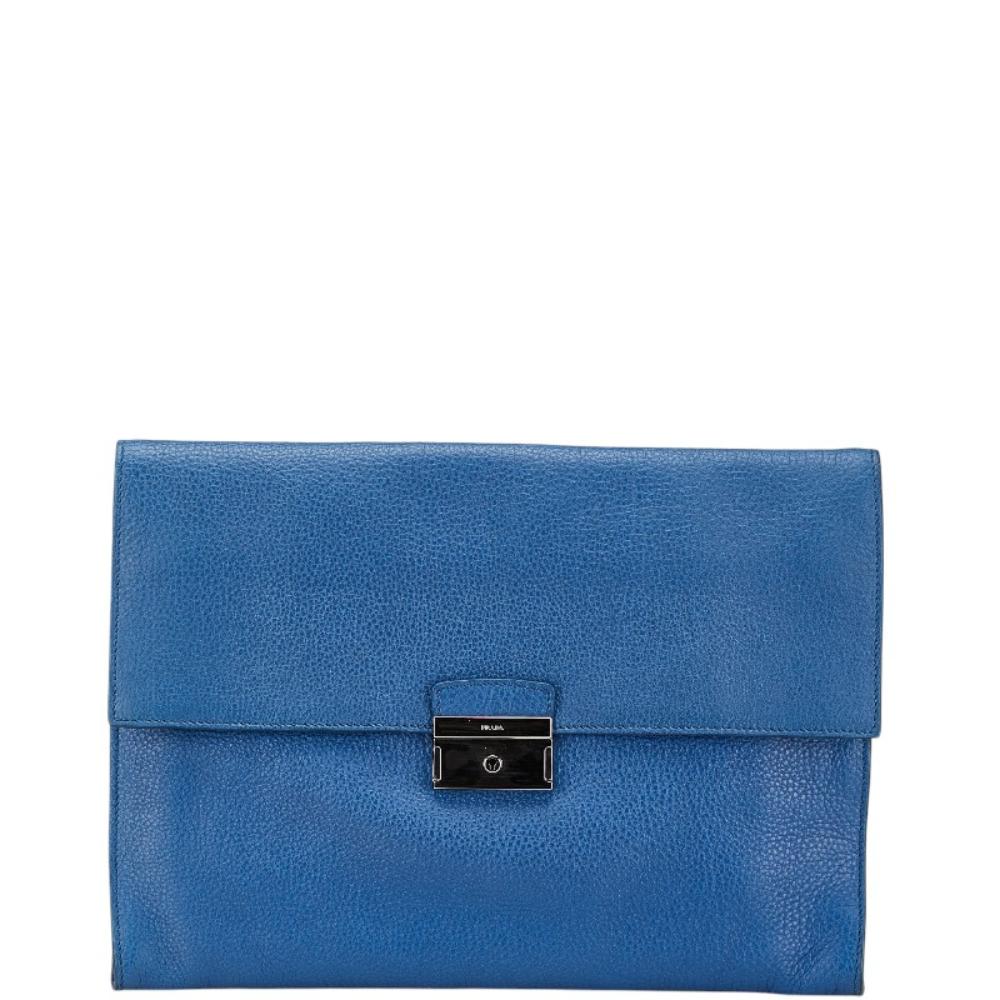 Blue Leather Prada Clutch