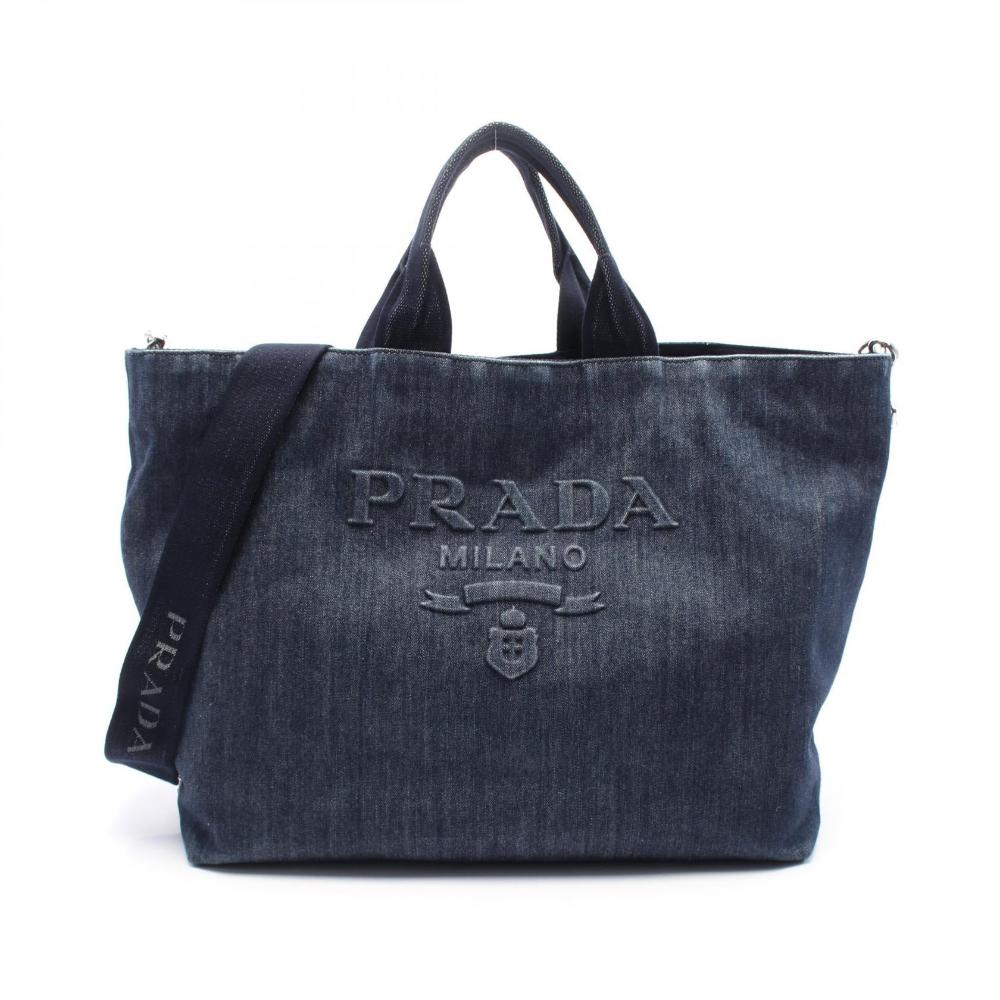 Navy Denim Prada Tote