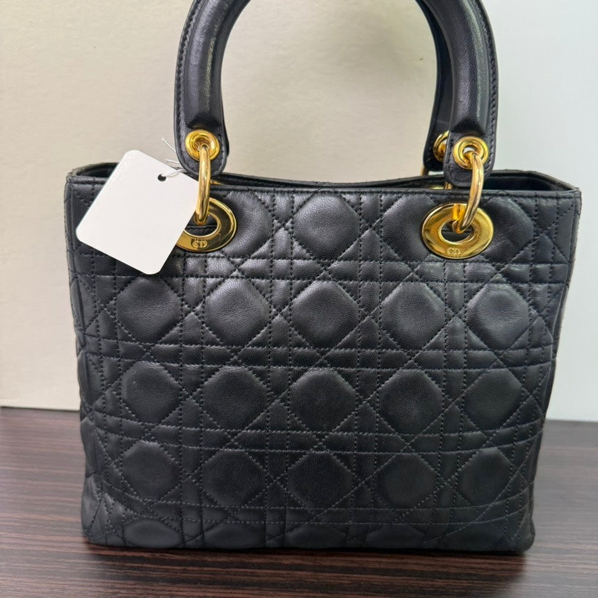 Dior Lady Dior Lambskin Medium Black 2way Bag