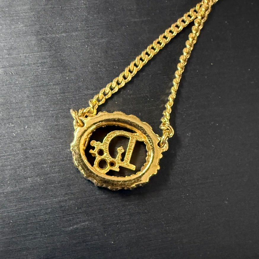 Dior Rhinestone Gold Necklace  39-44cm