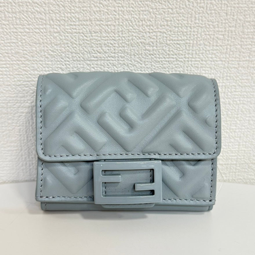 Fendi Zucca Leather Compact Wallet Grey