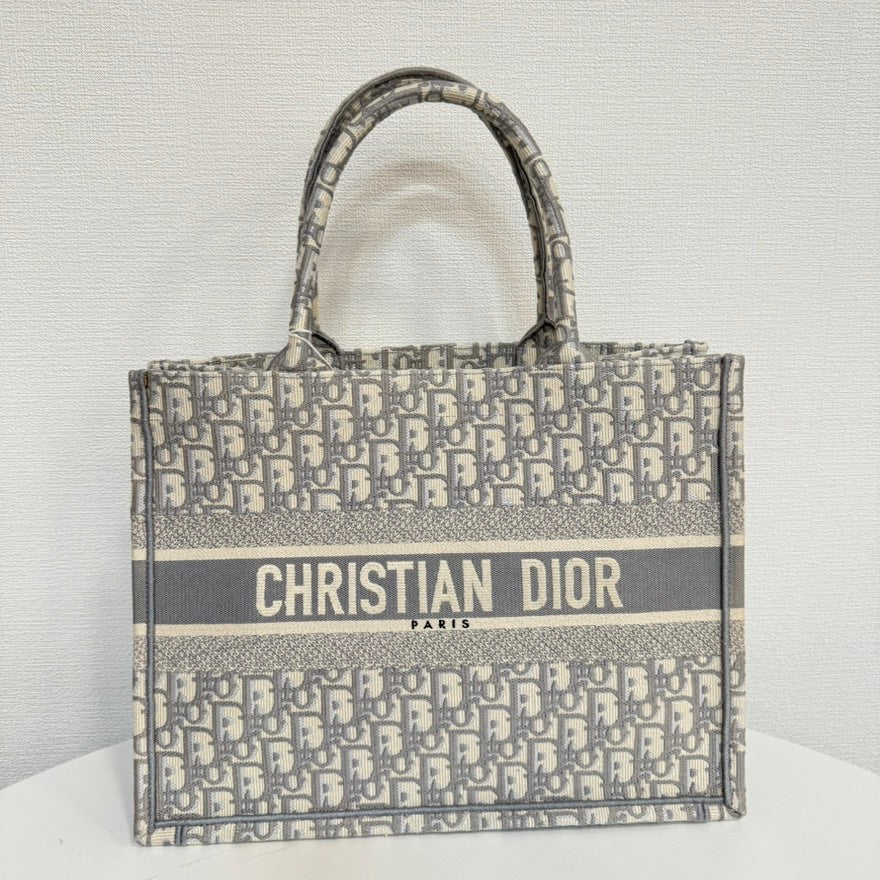 Dior Monogram Canvas Book Tote Medium Grey Tote Bag