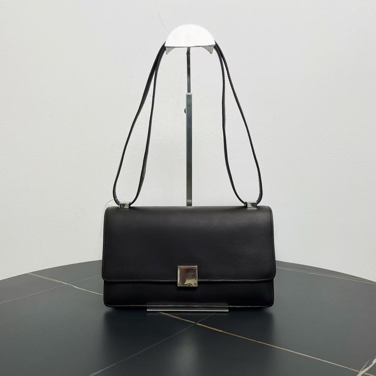 Celine Vintage Black Leather Shoulder Bag
