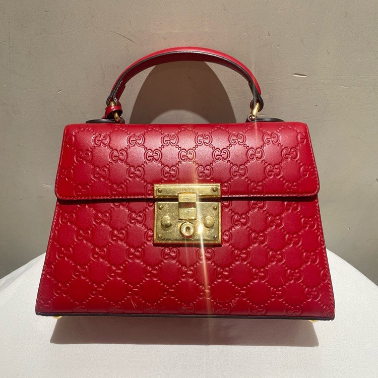 Gucci GG Marmont Red Leather Shoulder Bag with Longer Strap