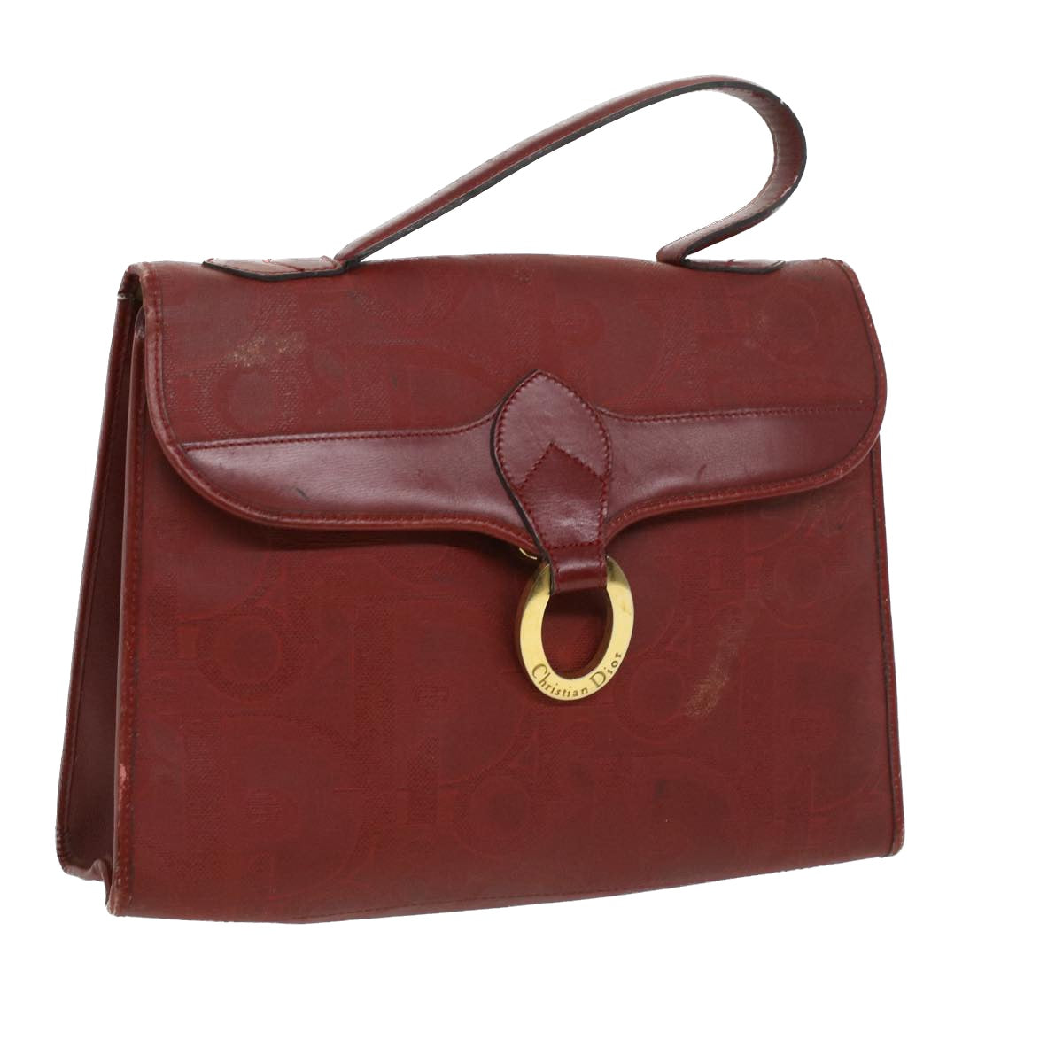 CHRISTIAN DIOR Trotter Canvas Hand Bag Red rd3836
