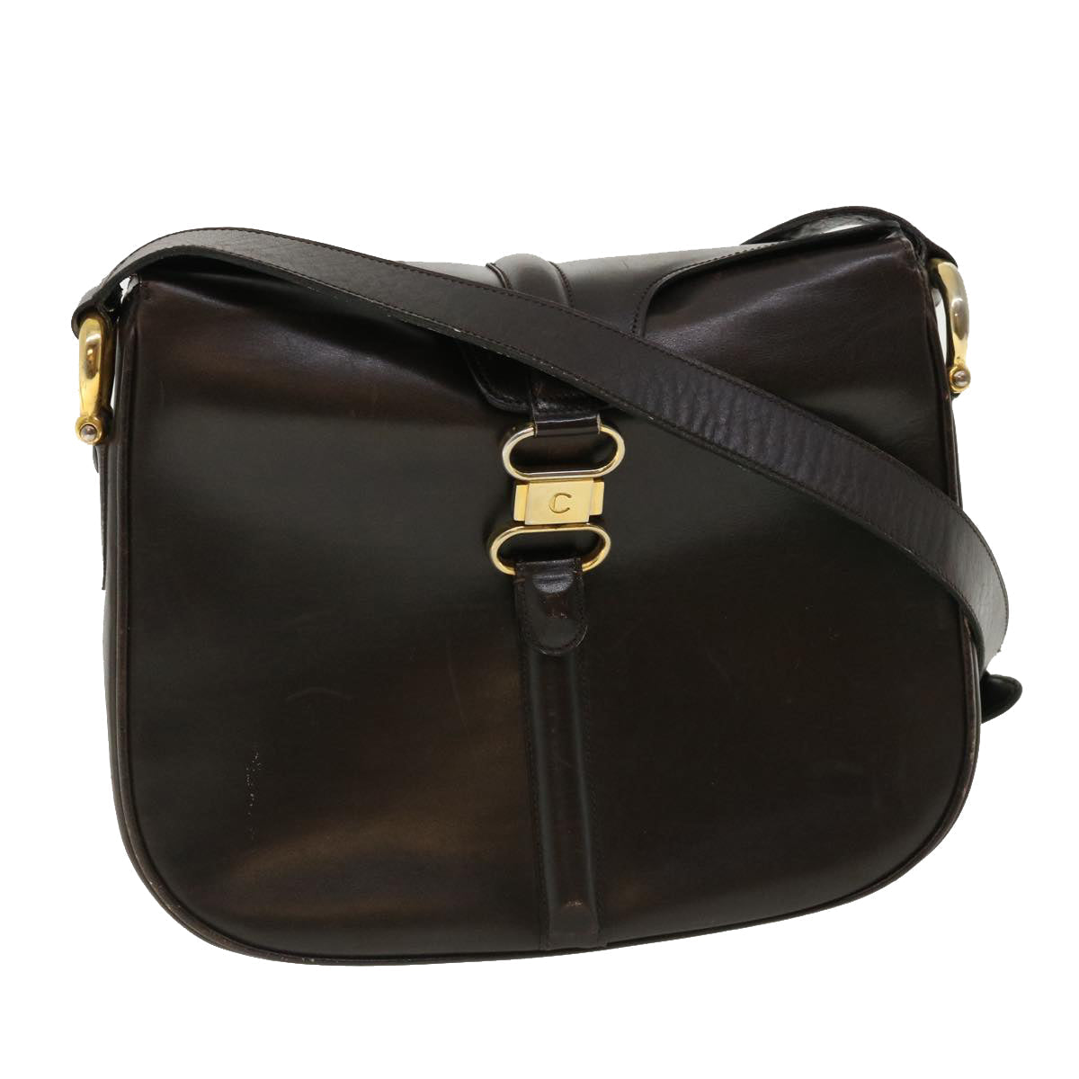 CELINE Shoulder Bag Leather Brown rd4008