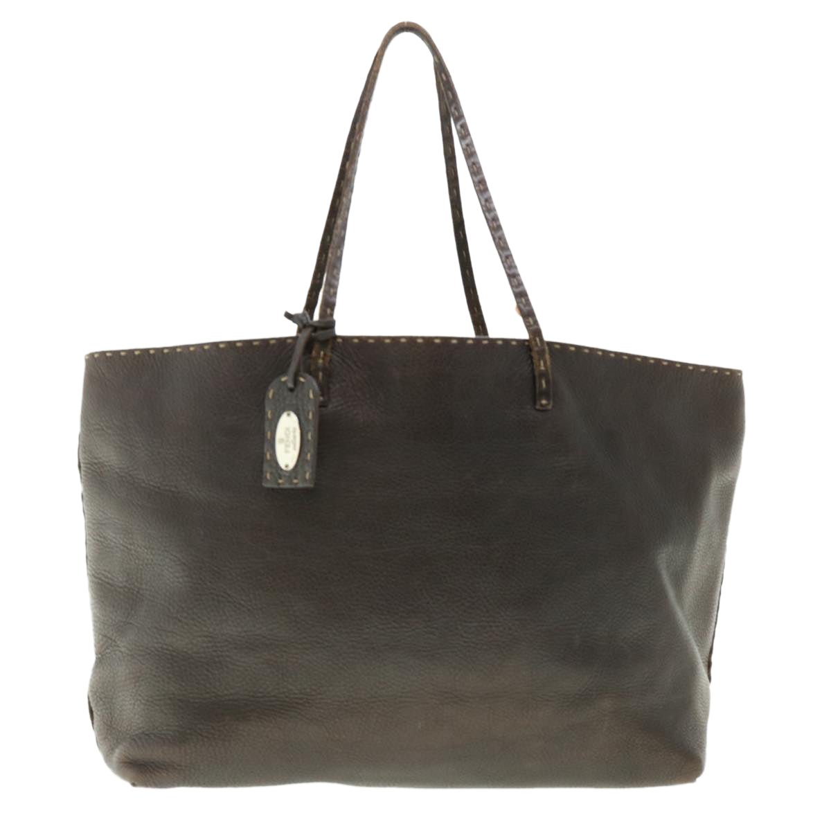 FENDI Tote Bag Leather Brown rd4683